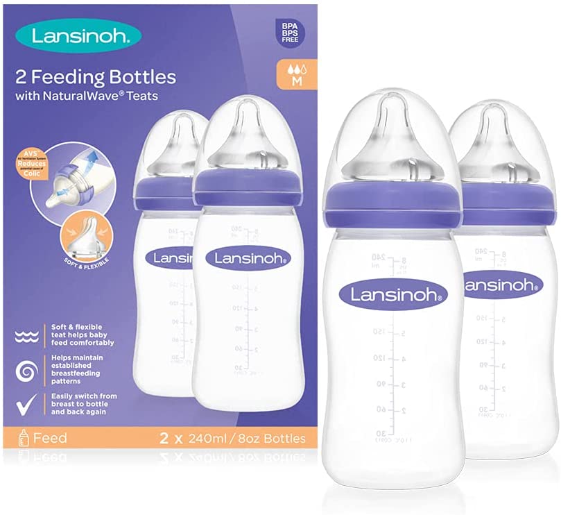  Lansinoh Momma Breastmilk Feeding Bottle with NaturalWave Slow  Flow Nipple, 5 Ounces (Pack of 2) : Baby
